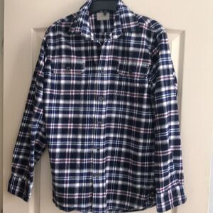 ❤️JACHS Heavy Flannel Navy Plaid Shirt Med